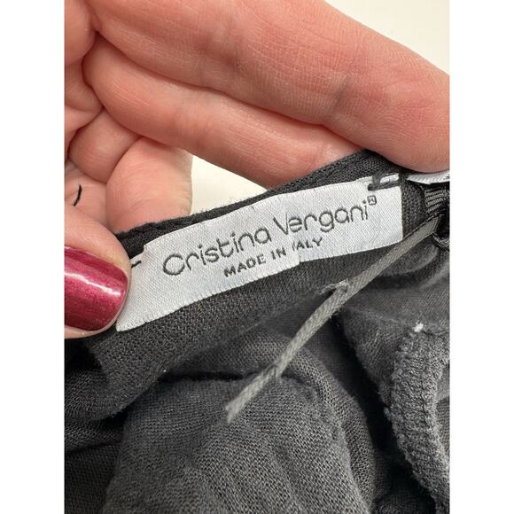NWT CRISTINA VERGANI Made In Italy Linen Blend Sz M Wide Leg Jumper Black - Picture 5 of 8